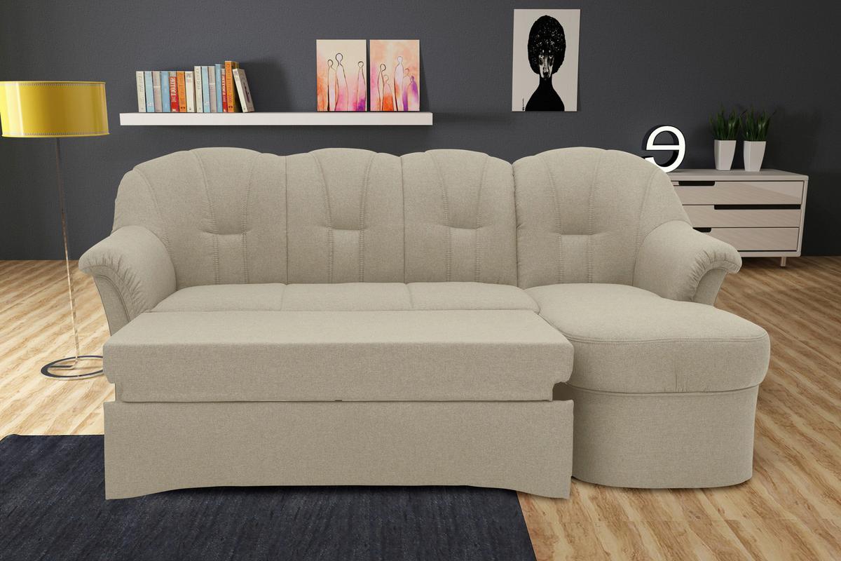 Ecksofa Mit Schlaffunktion Papenburg Schlammfarben - Schlammfarben/Schwarz, KONVENTIONELL, Textil (233/142cm) - MID.YOU