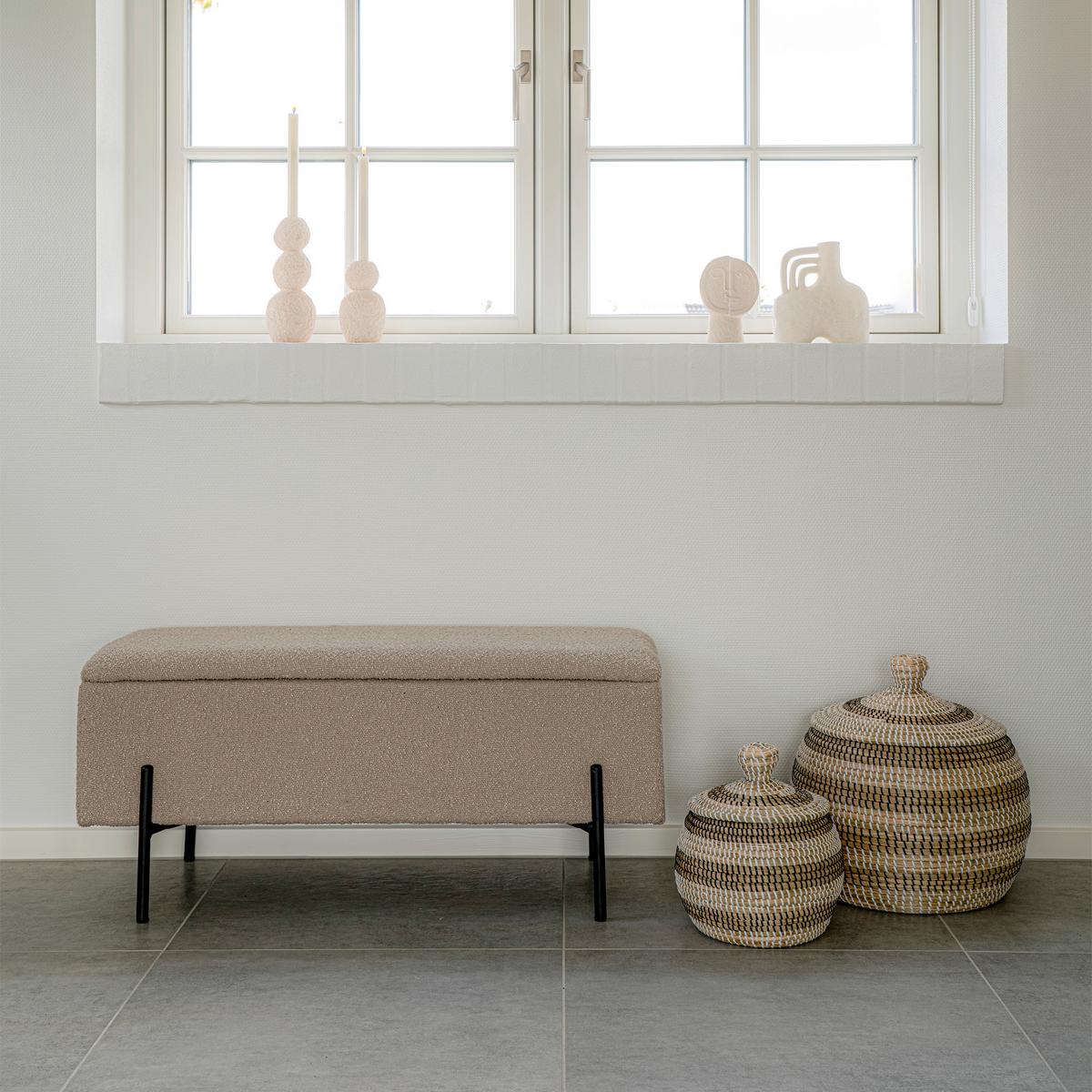 TRUHENBANK Watford, Beige B: 95cm - Beige/Schwarz, Design, Textil (95/43/36,5cm) - MID.YOU