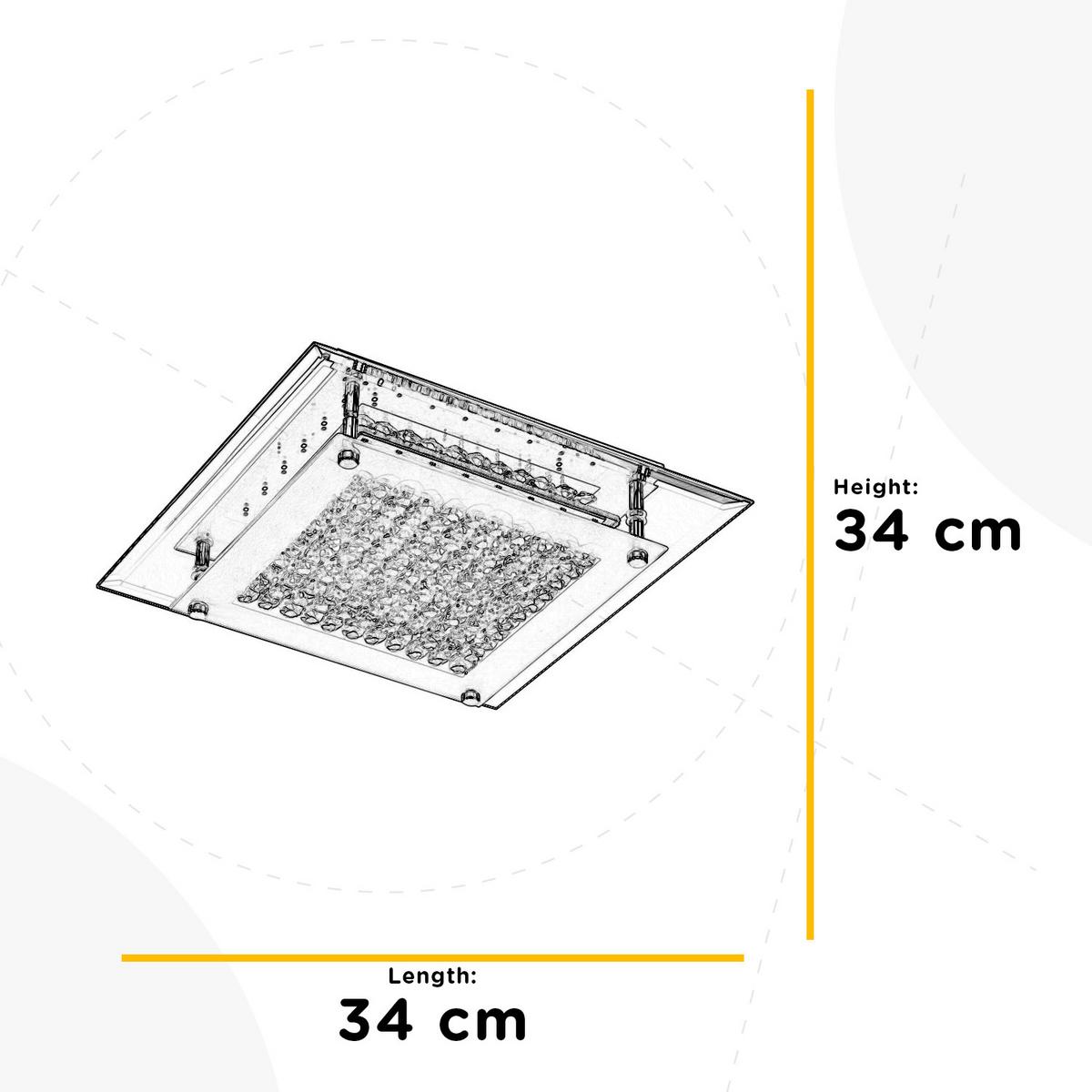 LED-Deckenleuchte Klar Chromfarben L: 34 cm - Klar/Chromfarben, Design, Glas/Metall (34/34/7cm)