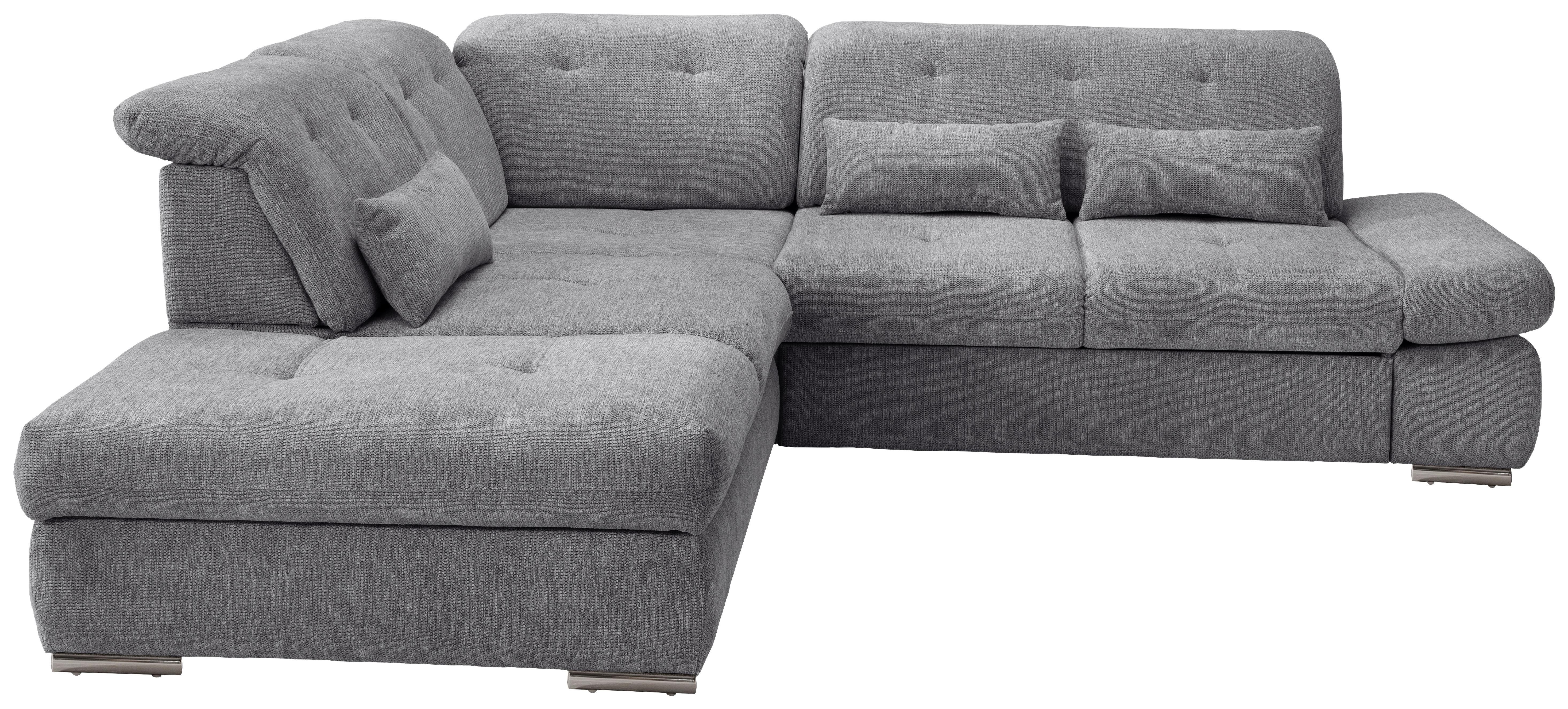 Ecksofa Dalida Dunkelgrau S: 254x280cm - Chromfarben/Dunkelgrau, MODERN, Textil (254/280cm) - Livetastic