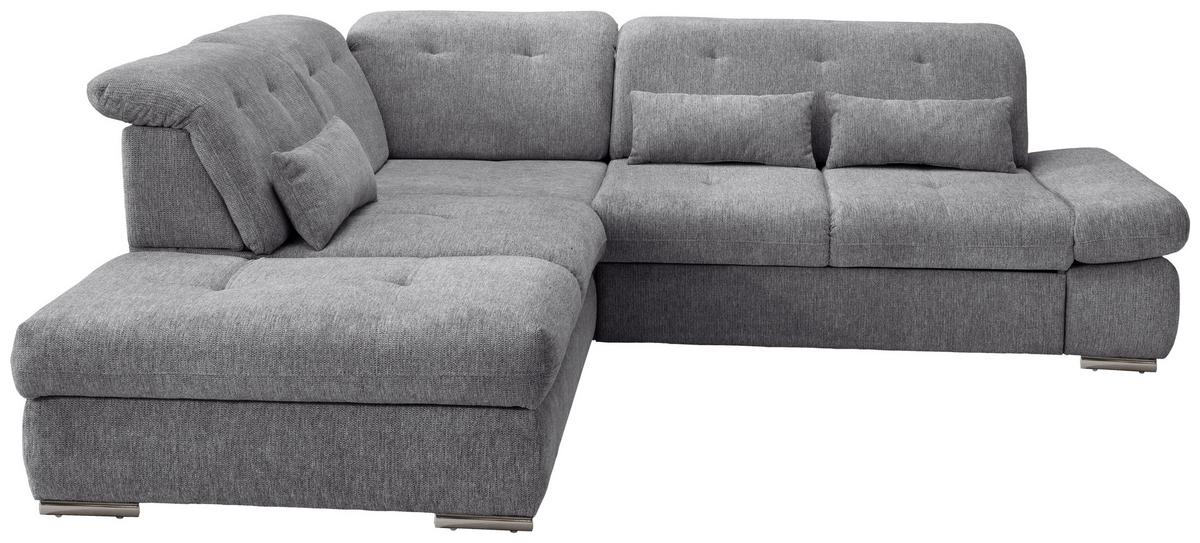 Ecksofa Dalida Dunkelgrau S: 254x280cm - Chromfarben/Dunkelgrau, MODERN, Textil (254/280cm) - Livetastic