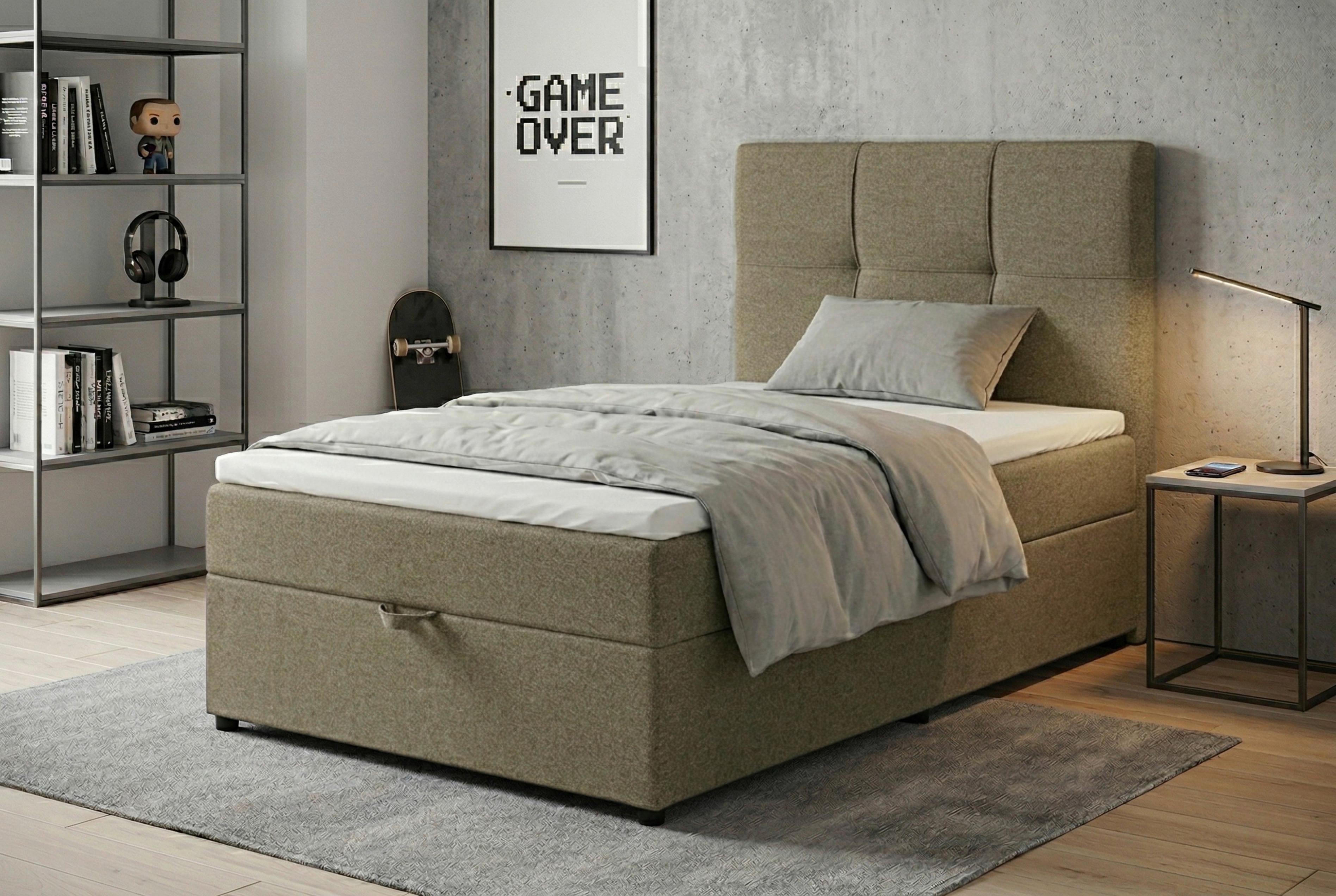 Boxbett Paros 100 100x200 Beige - Beige/Schwarz, MODERN, Holzwerkstoff/Textil (100/200cm) - MID.YOU