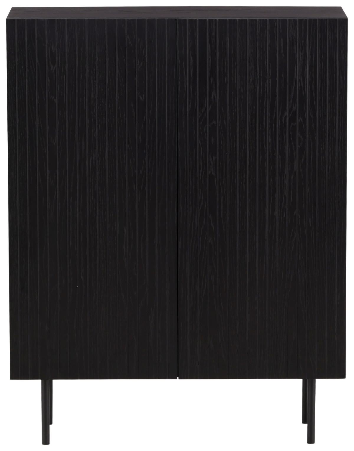 Highboard Björkön - Schwarz, Design, Holzwerkstoff/Metall (80/103/30cm) - Livetastic