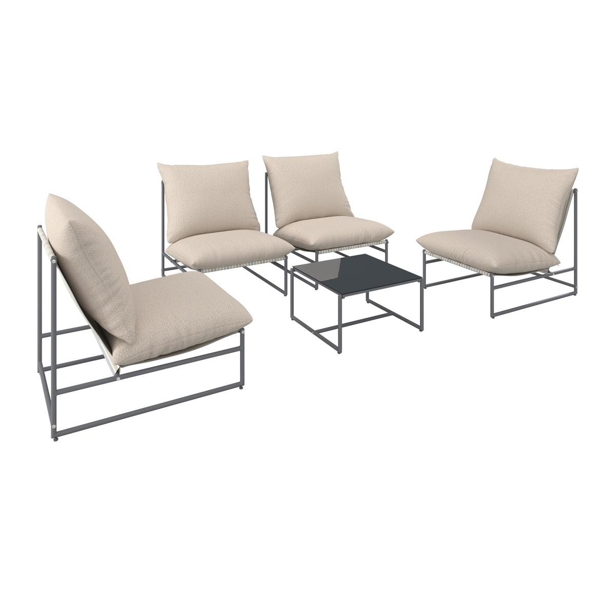 BALKÓNOVÁ ZOSTAVA LINO - viacfarebná/tmavosivá, Modern, kov/textil - Bessagi Garden