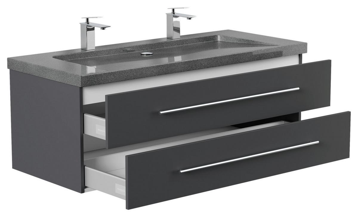 WASCHTISCHKOMBI Yamo, Graphitfarben B: 130cm - Graphitfarben, Basics, Holzwerkstoff/Stein (130cm) - MID.YOU