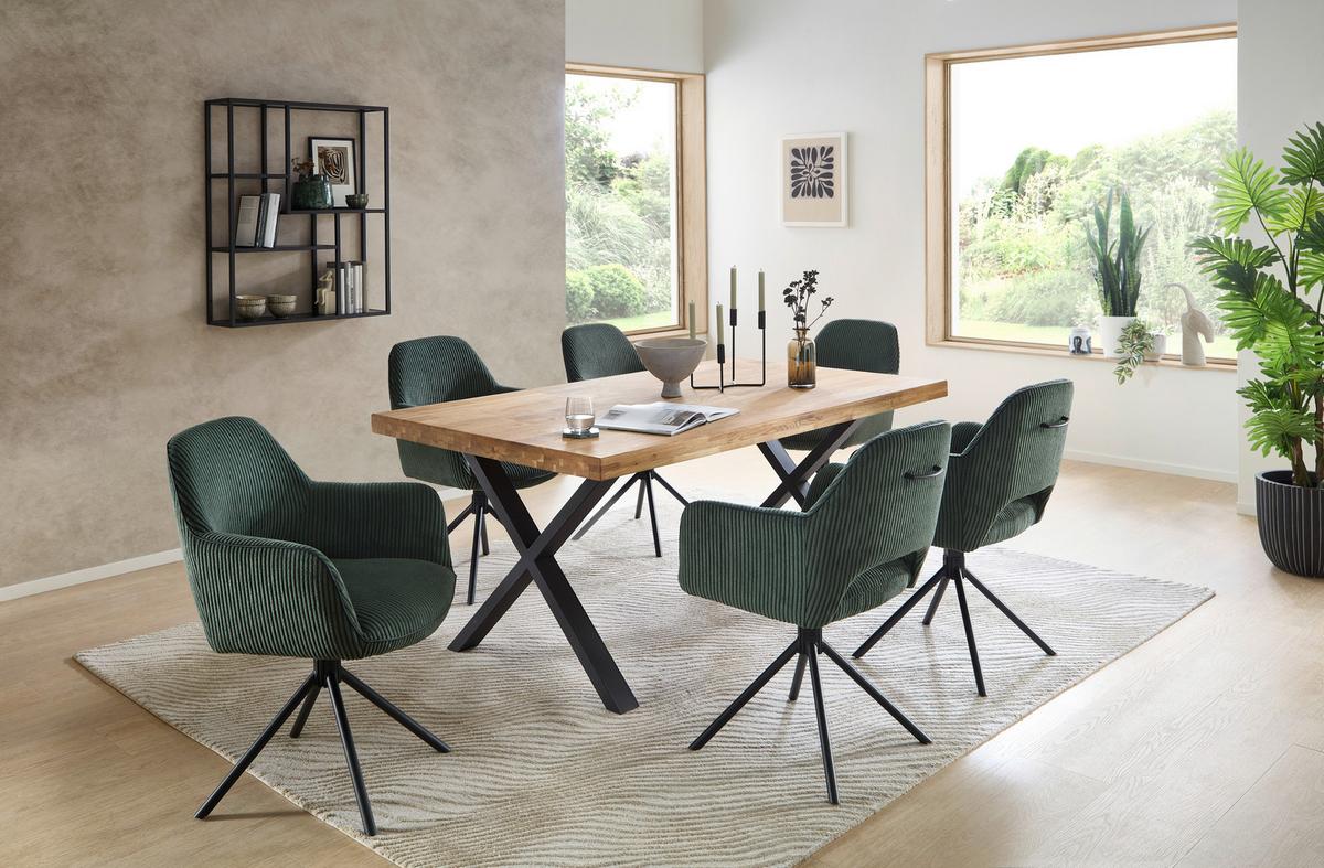 Esstisch Chris X 180x76x100 Cm Eiche/schwarz - Eichefarben/Schwarz, MODERN, Holz/Metall (180/100/76cm) - Livetastic
