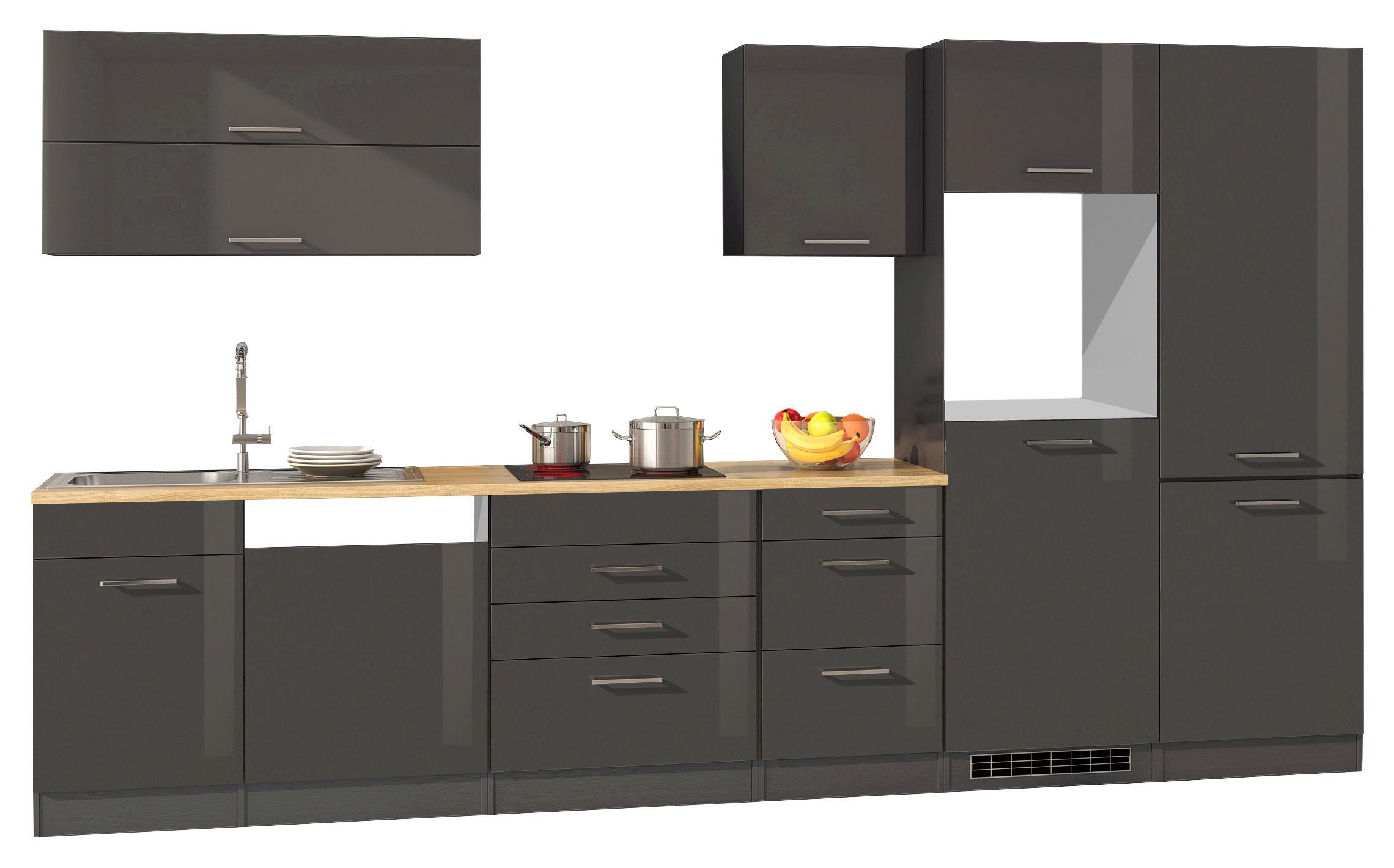 Küchenleerblock Mailand Graphitfarben B: 360cm - Graphitfarben/Sonoma Eiche, MODERN, Holzwerkstoff (360cm) - Held