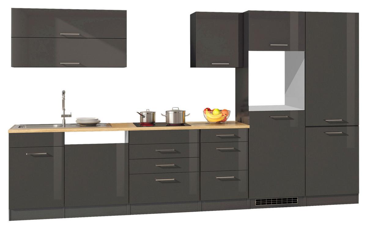 Küchenleerblock Mailand Graphitfarben B: 360cm - Graphitfarben/Sonoma Eiche, MODERN, Holzwerkstoff (360cm) - Held