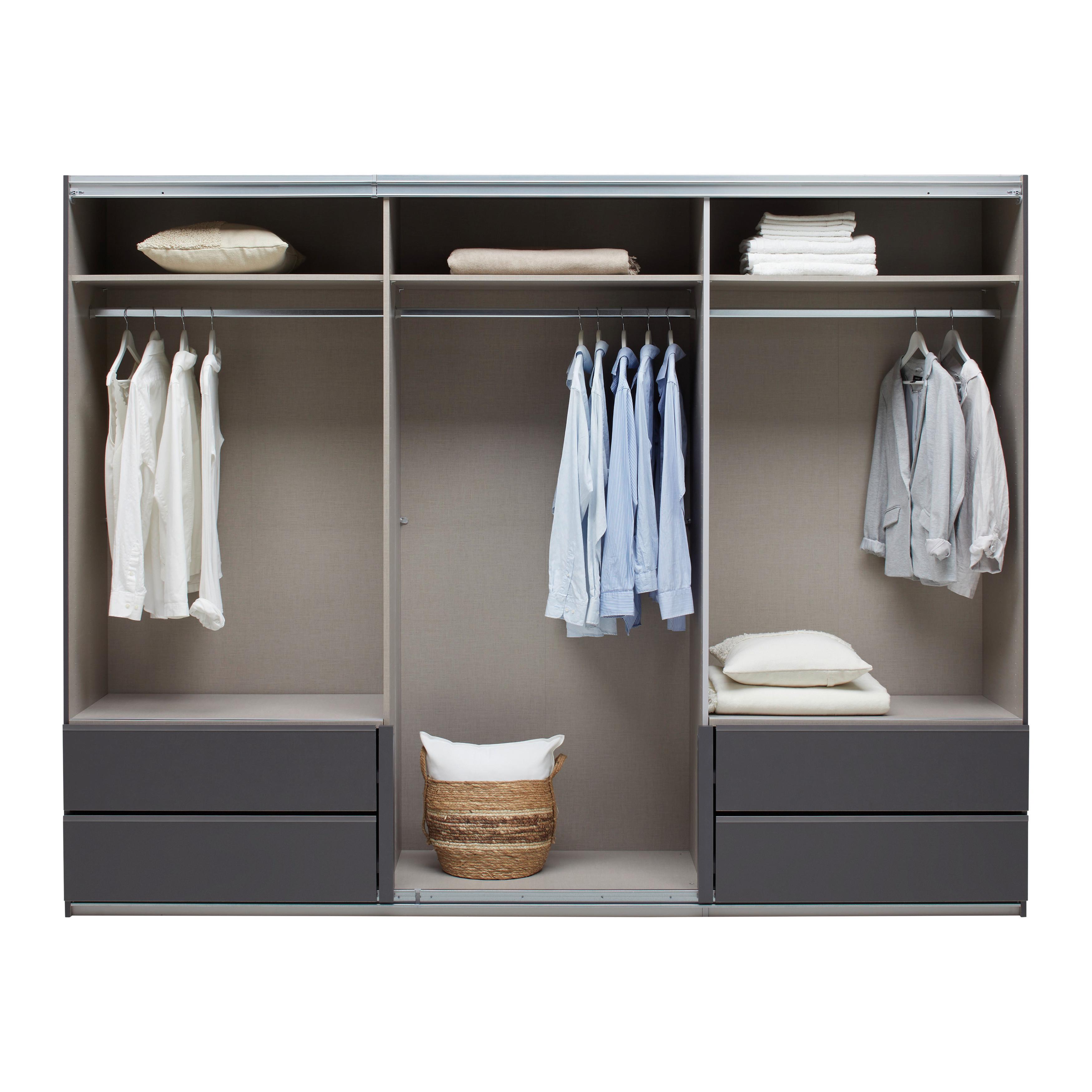 Schwebetürenschrank Karpo - Grau, KONVENTIONELL, Holzwerkstoff (271/210/62cm)