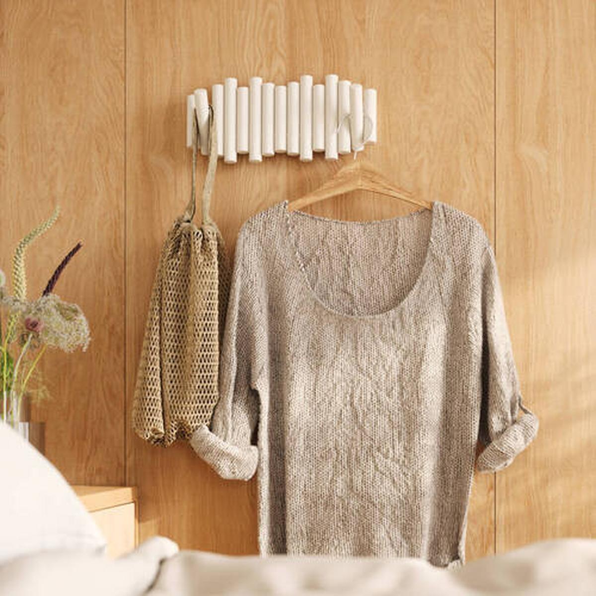 NÁSTENNÝ VEŠIAK PICKET - biela, Konventionell, kov/drevo (40/5/18cm) - Umbra