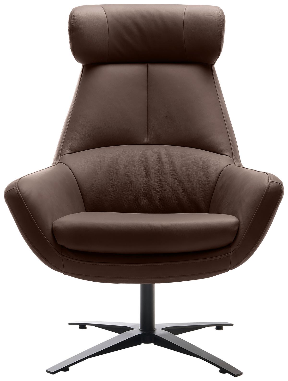 Sessel Organic, Braun B: 81 Cm - Schwarz/Braun, MODERN, Leder (81/112/83cm) - Trendmanufaktur