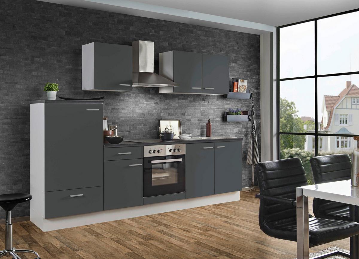 Küchenblock White-Classic - Graphitfarben/Weiß, KONVENTIONELL, Holzwerkstoff (270cm) - Menke