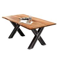 ESSTISCH Schwarz/Naturfarben L: 200cm - Schwarz/Naturfarben, MODERN, Holz/Metall (200/100/79cm) - MID.YOU