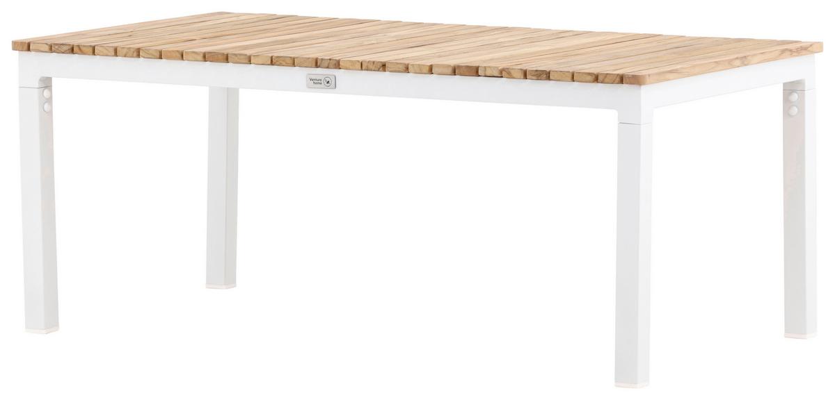 Loungetisch Brasilia - Weiß/Teakfarben, KONVENTIONELL, Holz/Metall (110/60/45cm) - Gardenson