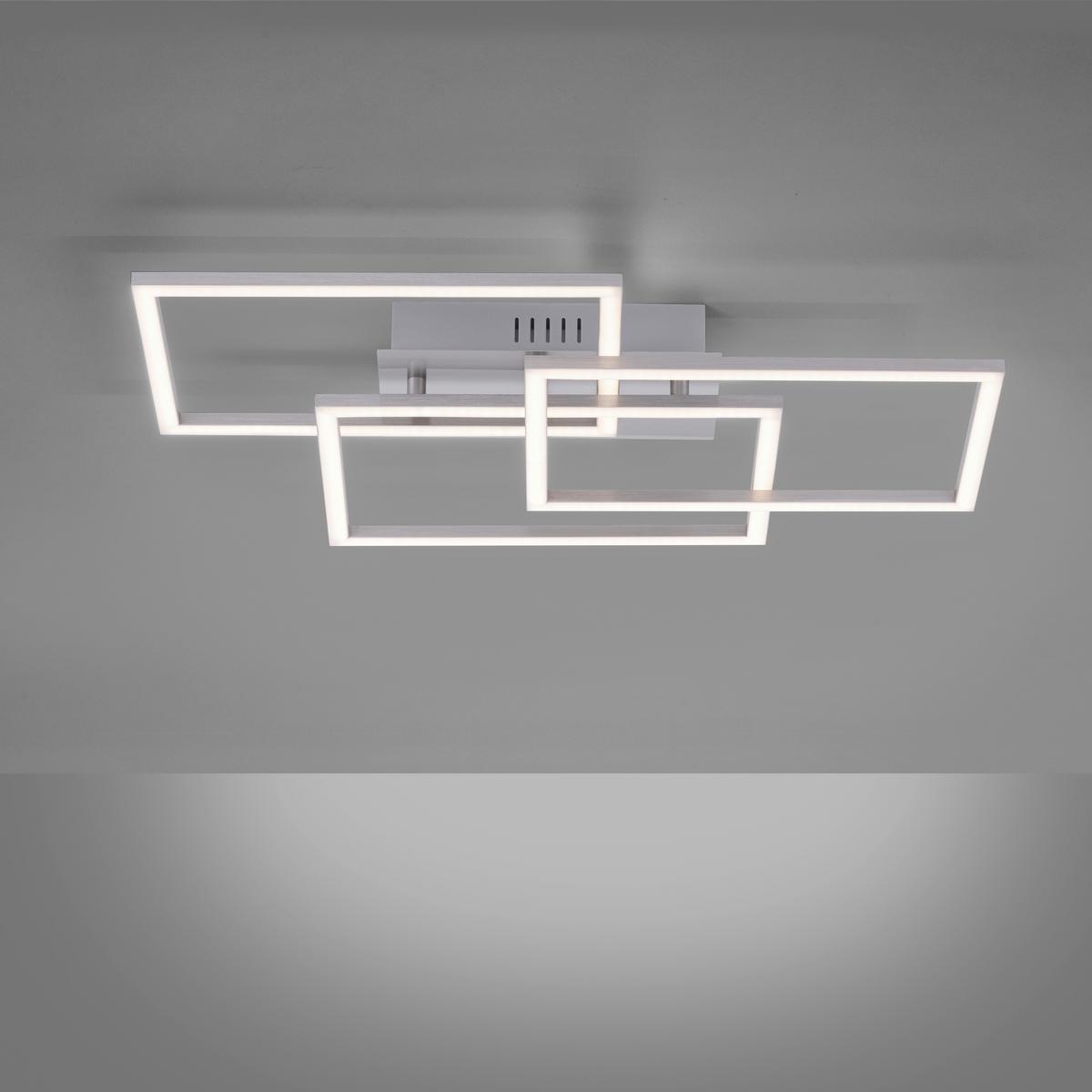 LED-Deckenleuchte Iven L: 54 cm dimmbar mit Memory-Funktion - Alufarben, Design, Kunststoff/Metall (54/33,5/7,5cm)