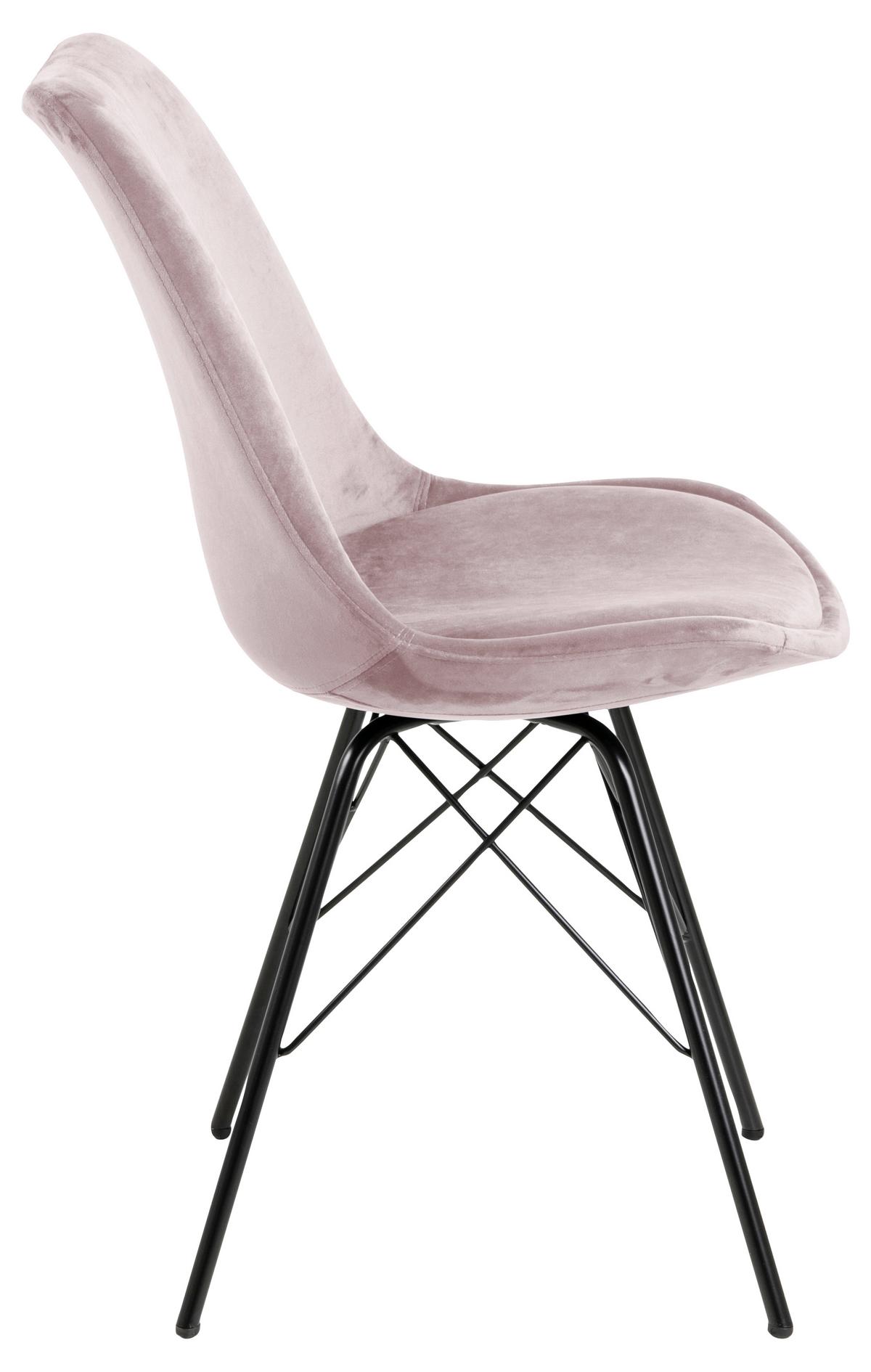 Jídelní židle ERIS samet - starorůžová/černá, Trend, kov/textil (48,5/85,5/54cm) - Carryhome