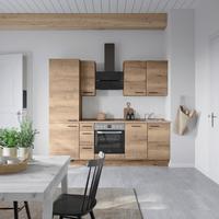 Kuchyňská linka 240 cm, dekor dub Havanna - černá/tmavý dub, Moderní, kov/kompozitní dřevo (240cm) - Nobilia