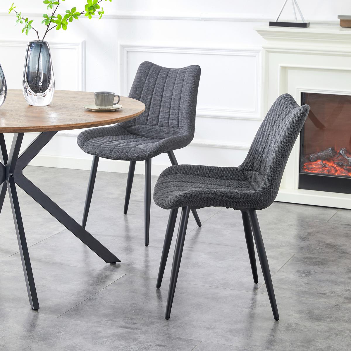 Stuhl-Set Lotta 2-Teilig Anthrazit B: 53 cm - Anthrazit/Schwarz, MODERN, Textil/Metall (53/86/59cm) - MID.YOU