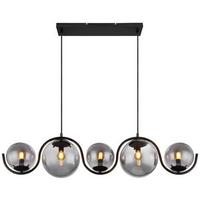 Hängeleuchte Porry H: 120 Cm 5-Flammig Kugeln Aus Rauchglas - Schwarz, Basics, Glas/Metall (100/20/120cm) - Globo