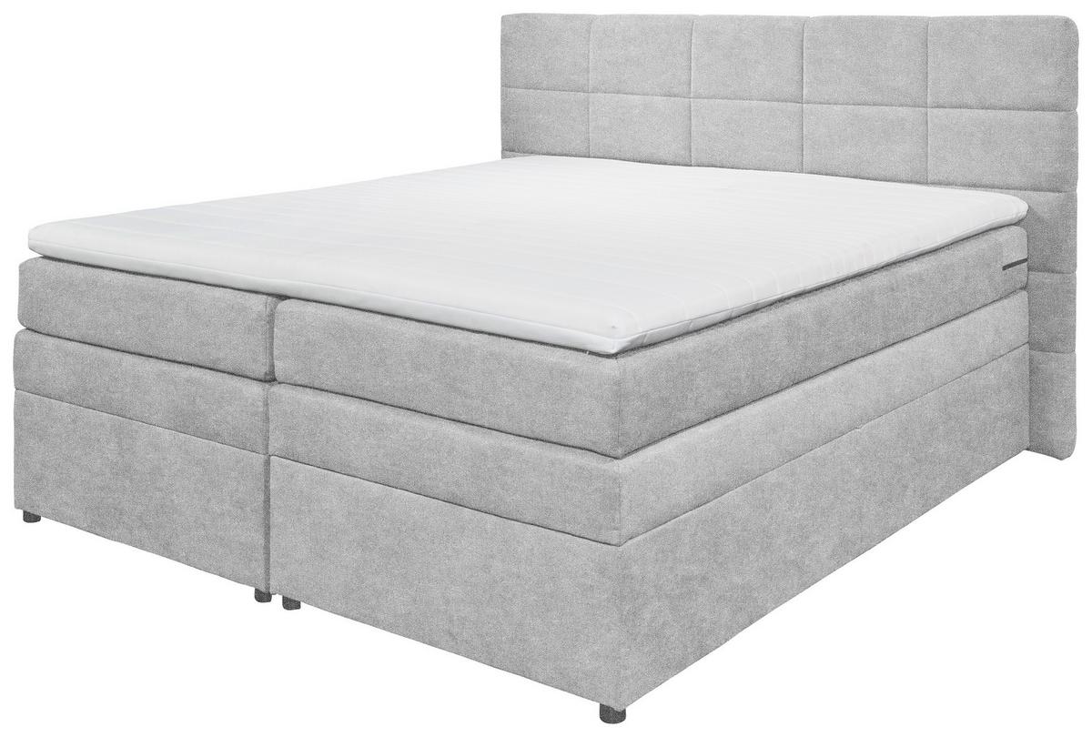 Boxspringbett Mit Topper & Bettkasten 180x200 Tacoma 3 - Silberfarben, KONVENTIONELL, Kunststoff/Textil (180/200cm) - MID.YOU