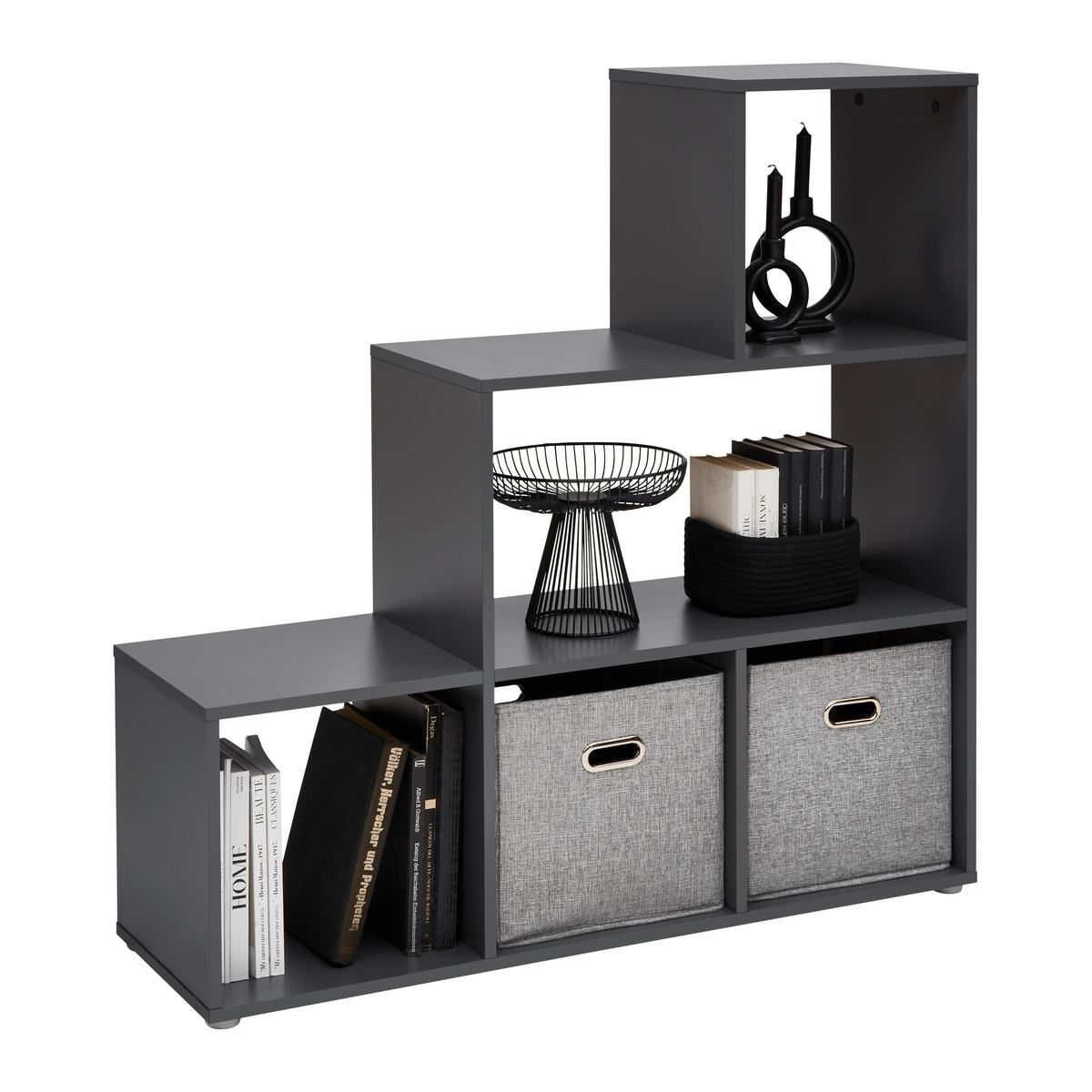 REGÁL CASSA - antracitová, Konvenční, kompozitní dřevo (112/113/35cm) - Mömax