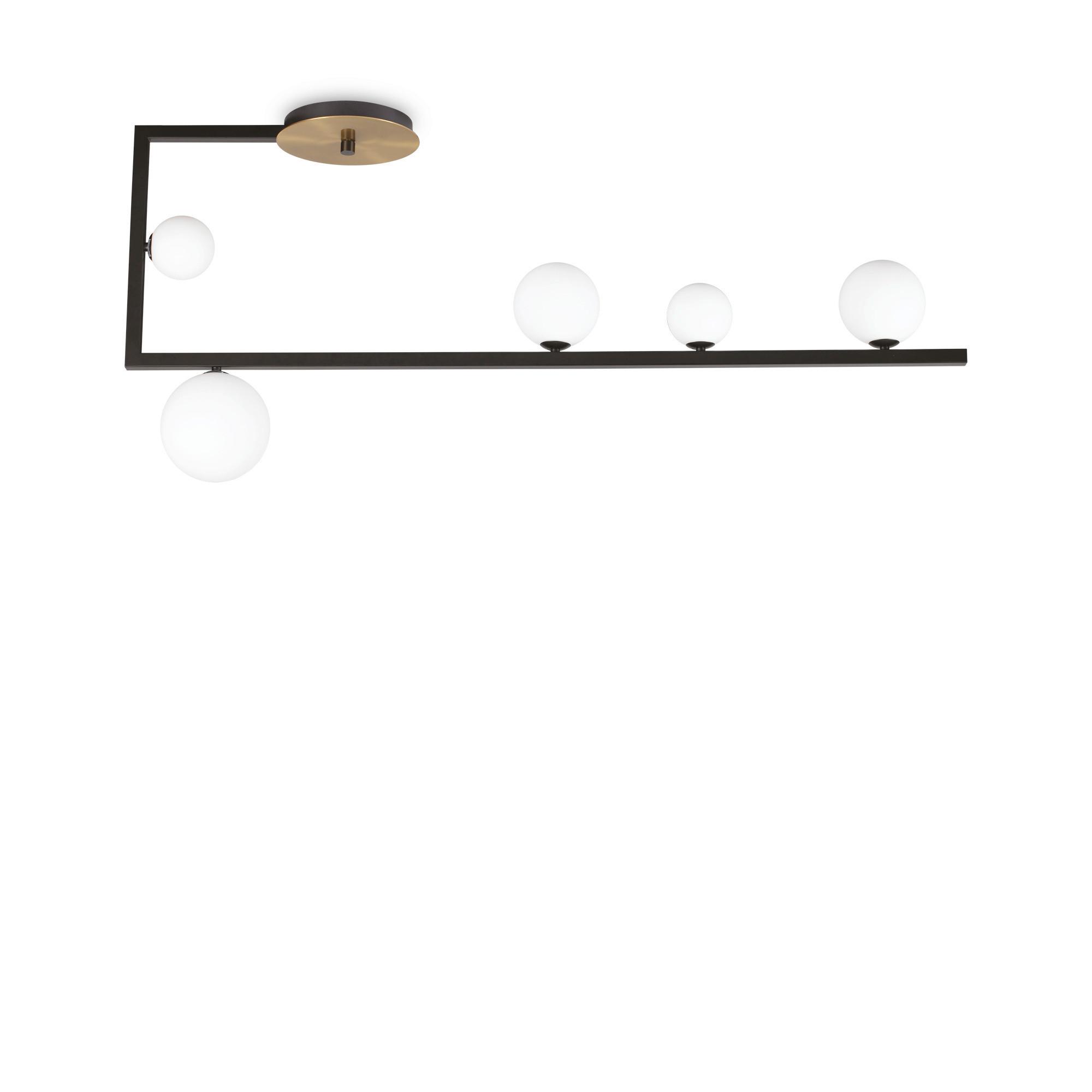Deckenleuchte Birds Schwarz Goldfarben B: 20 cm - Goldfarben/Schwarz, LIFESTYLE, Glas/Metall (115/20/50cm) - Ideal Lux