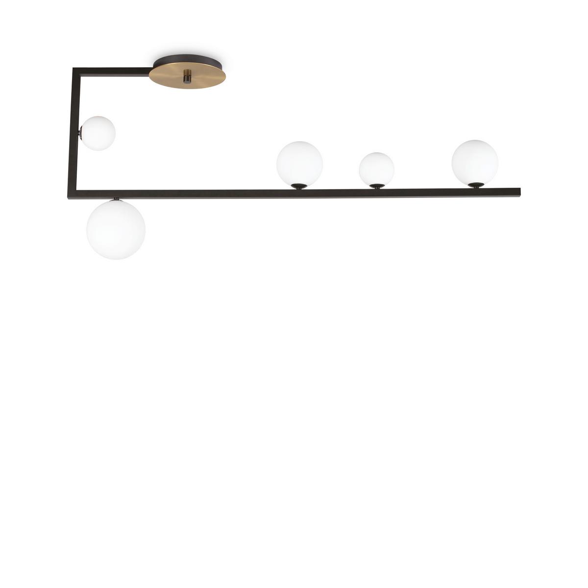 Deckenleuchte Birds Schwarz Goldfarben B: 20 cm - Goldfarben/Schwarz, LIFESTYLE, Glas/Metall (115/20/50cm) - Ideal Lux