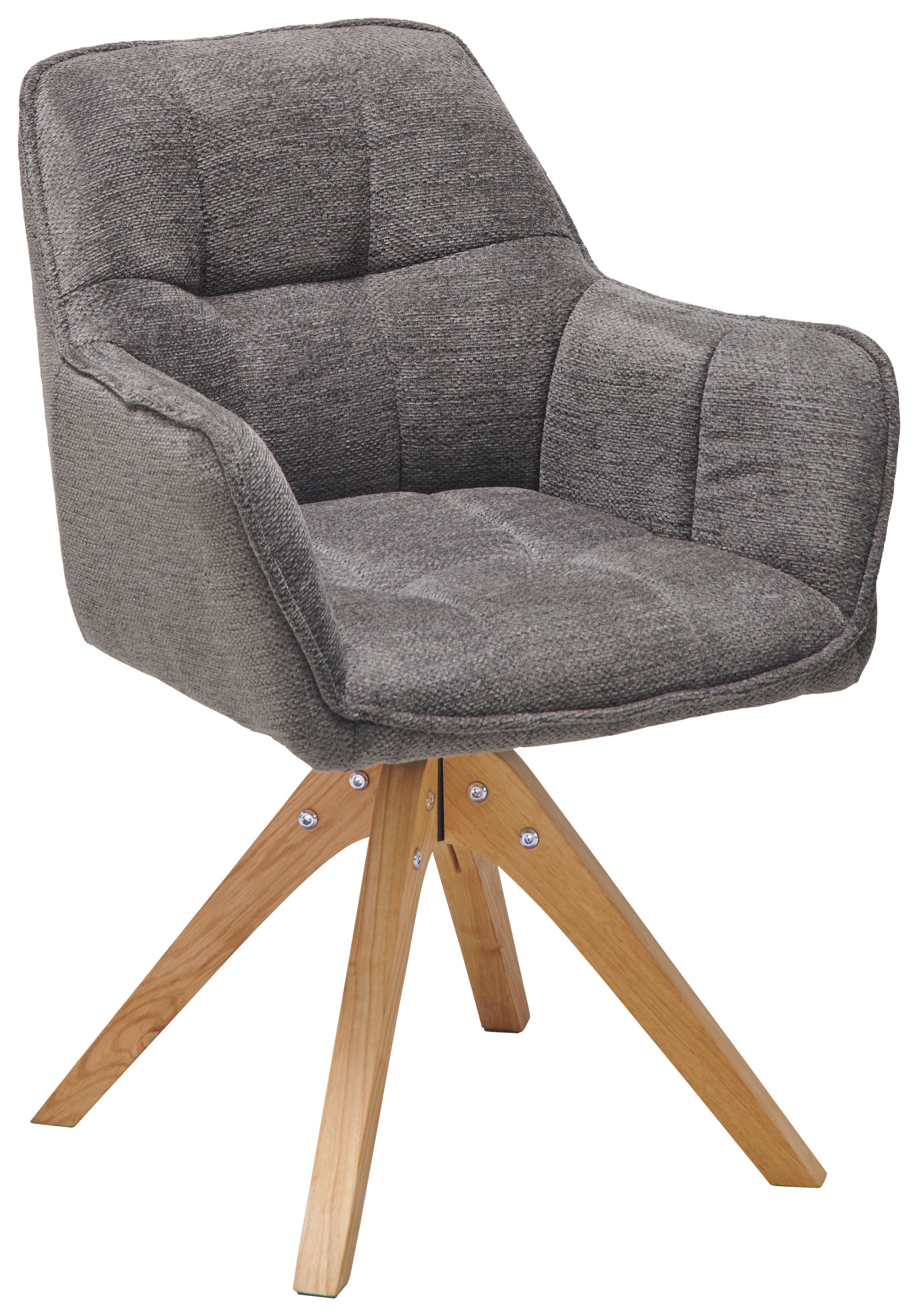 Armlehnstuhl Kerry Dunkelgrau gepolstert - Dunkelgrau/Eichefarben, LIFESTYLE, Holz/Textil (61/85/63cm) - Livetastic