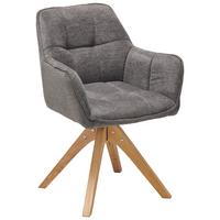 Armlehnstuhl Kerry Dunkelgrau gepolstert - Dunkelgrau/Eichefarben, LIFESTYLE, Holz/Textil (61/85/63cm) - Livetastic