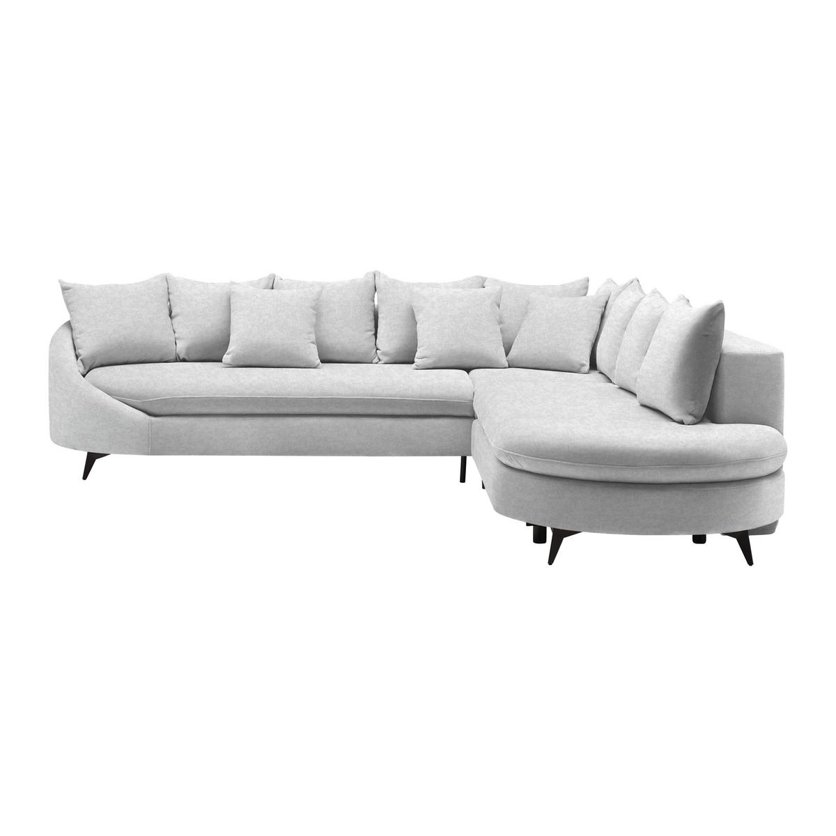 Rohová sedačka AXEL, pravá, stříbrná žinylka - barvy stříbra/černá, Moderní, kov/textil (291/250cm) - Mömax