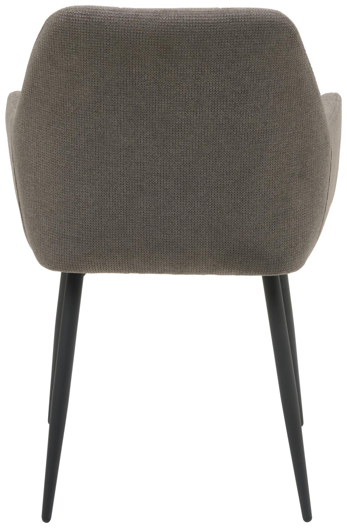 Armlehnstuhl Mira Webstoff Dunkelgrau, B: 58 cm - Dunkelgrau/Schwarz, KONVENTIONELL, Textil/Metall (58/88/63cm) - MID.YOU