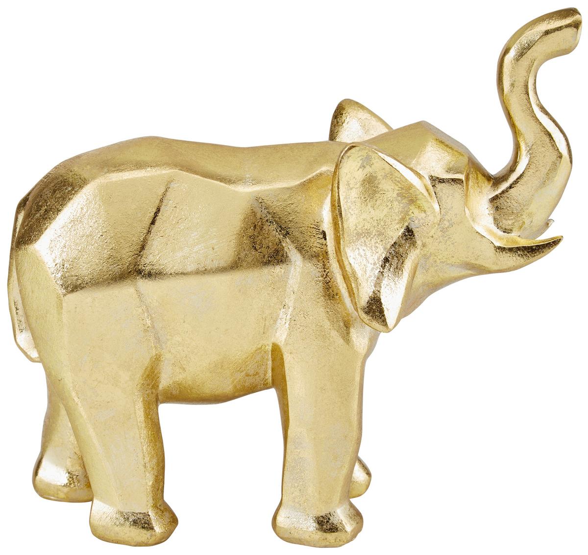 Dekoelefant Silvana - Goldfarben, MODERN, Kunststoff (24/10,5/23cm) - Luca Bessoni