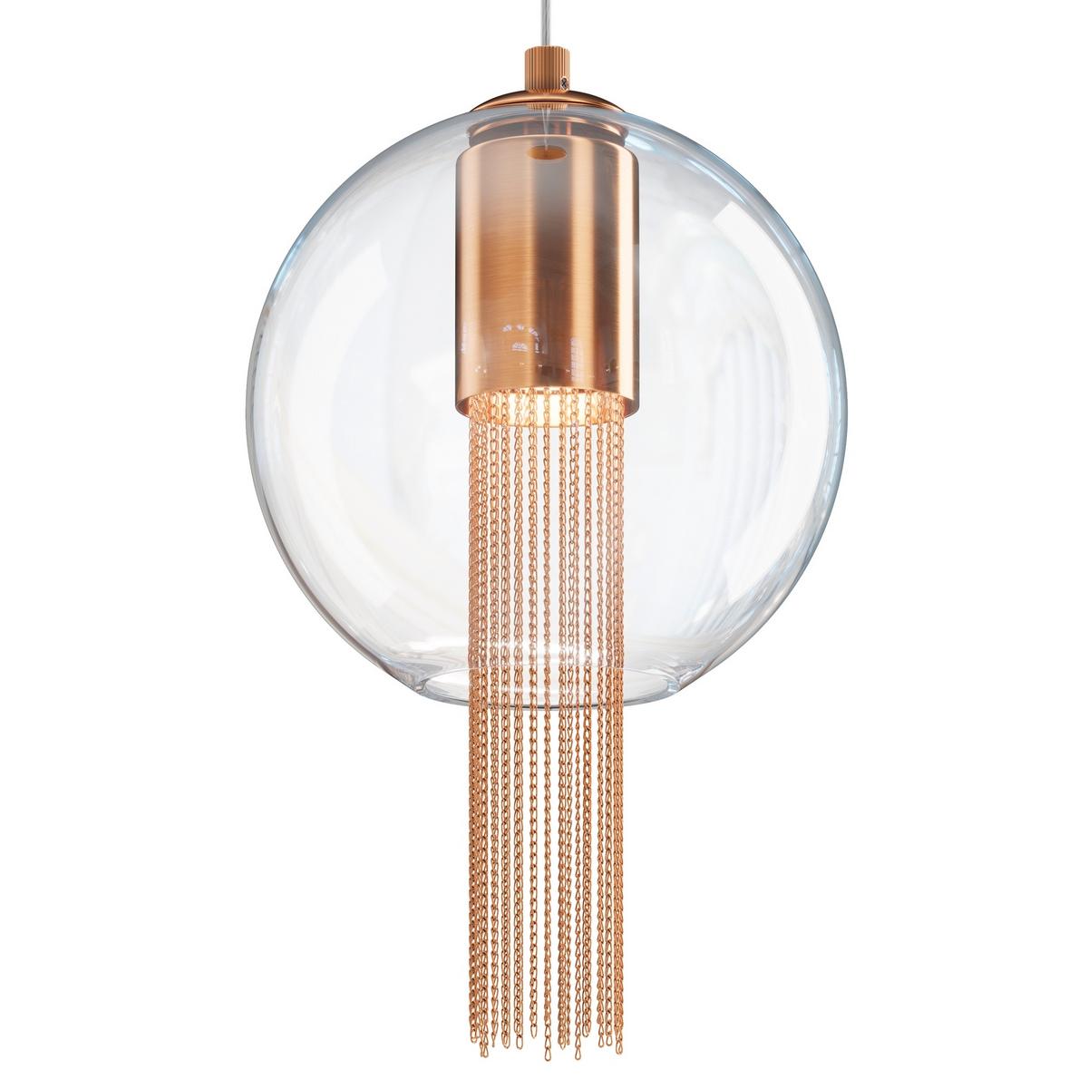 Pendelleuchte Flusso - Transparent/Bronzefarben, Trend, Glas/Metall (20/37cm) - MAYTONI