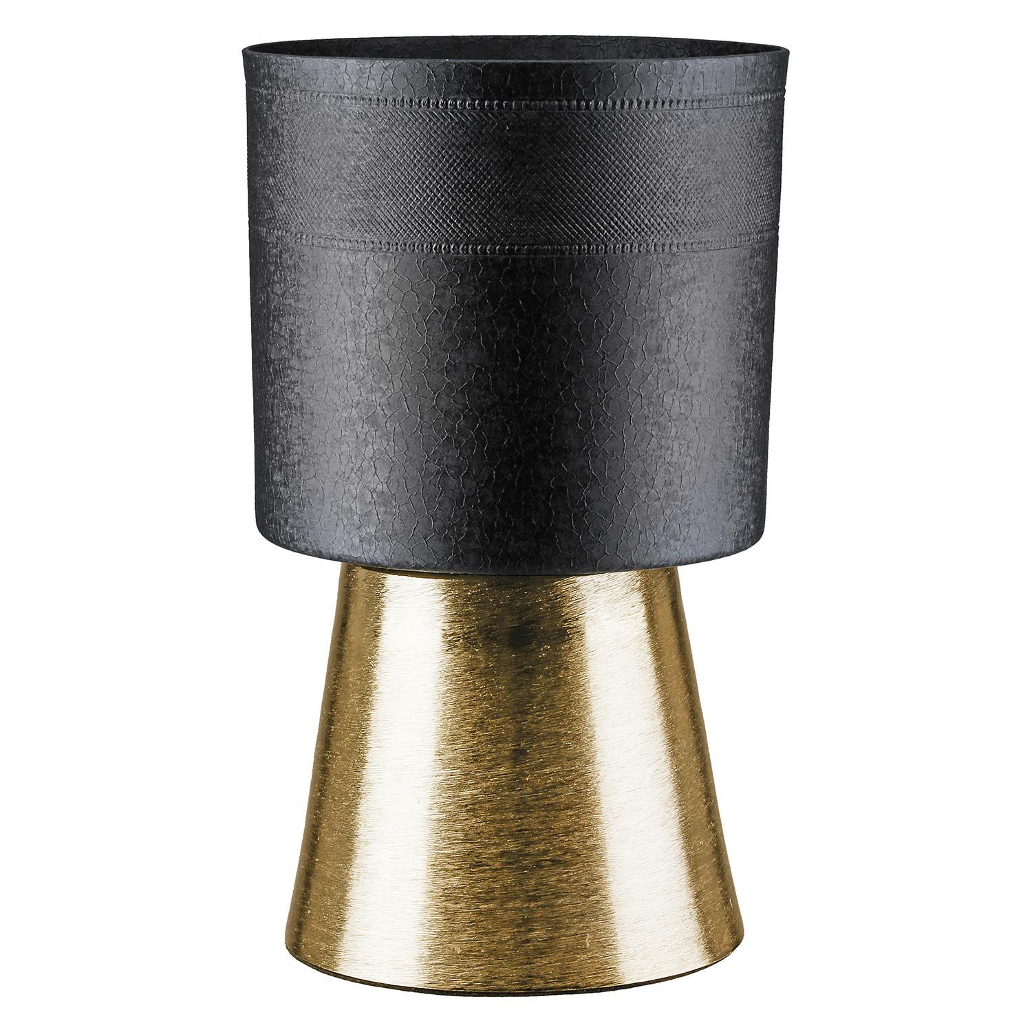 Übertopf D/H: 22x34 cm - Goldfarben/Schwarz, LIFESTYLE, Metall (22/34cm)