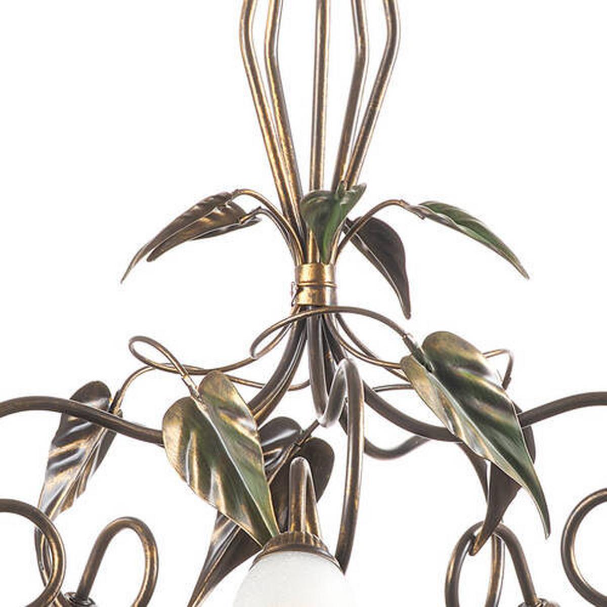 Kronleuchter 4620/5 - Bronzefarben/Olivgrün, Natur, Glas/Metall (90/130cm)