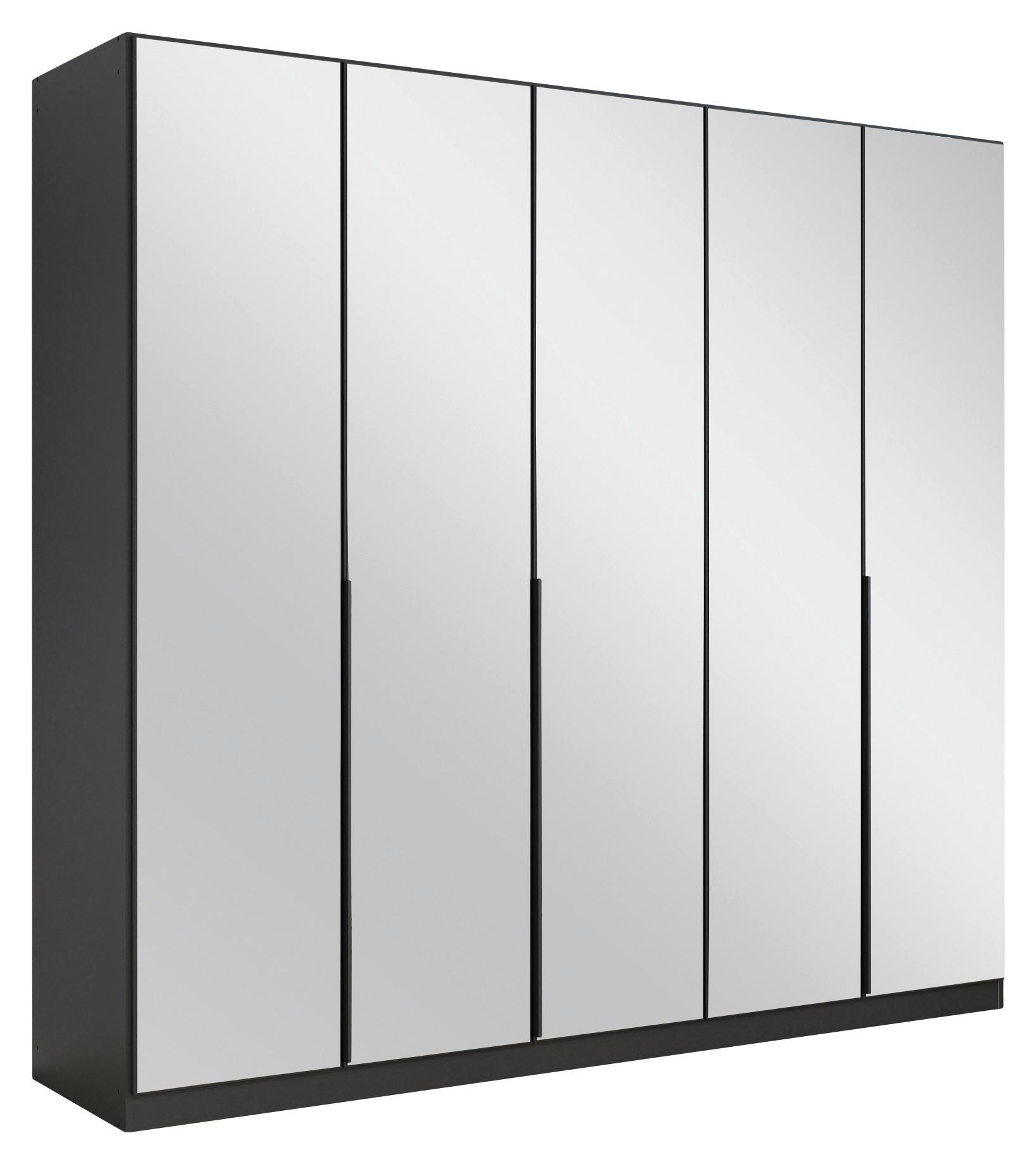 Drehtürenschrank Skyla Grau/Glas B: 226 cm
