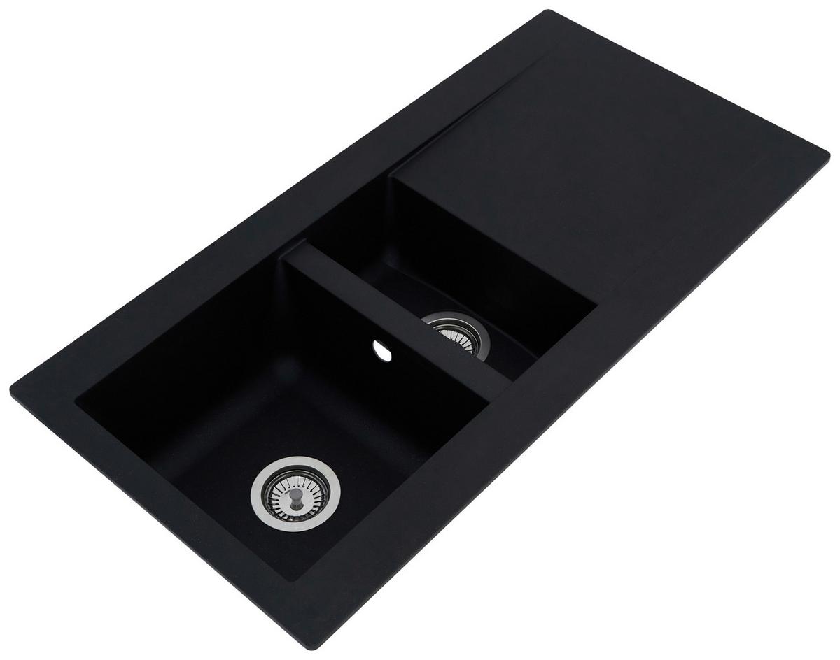 Spüle Respekta Denver Kunststein Bxt: 100x50 Cm - Schwarz, Trend, Glas/Kunststoff (100/20/50cm) - Respekta