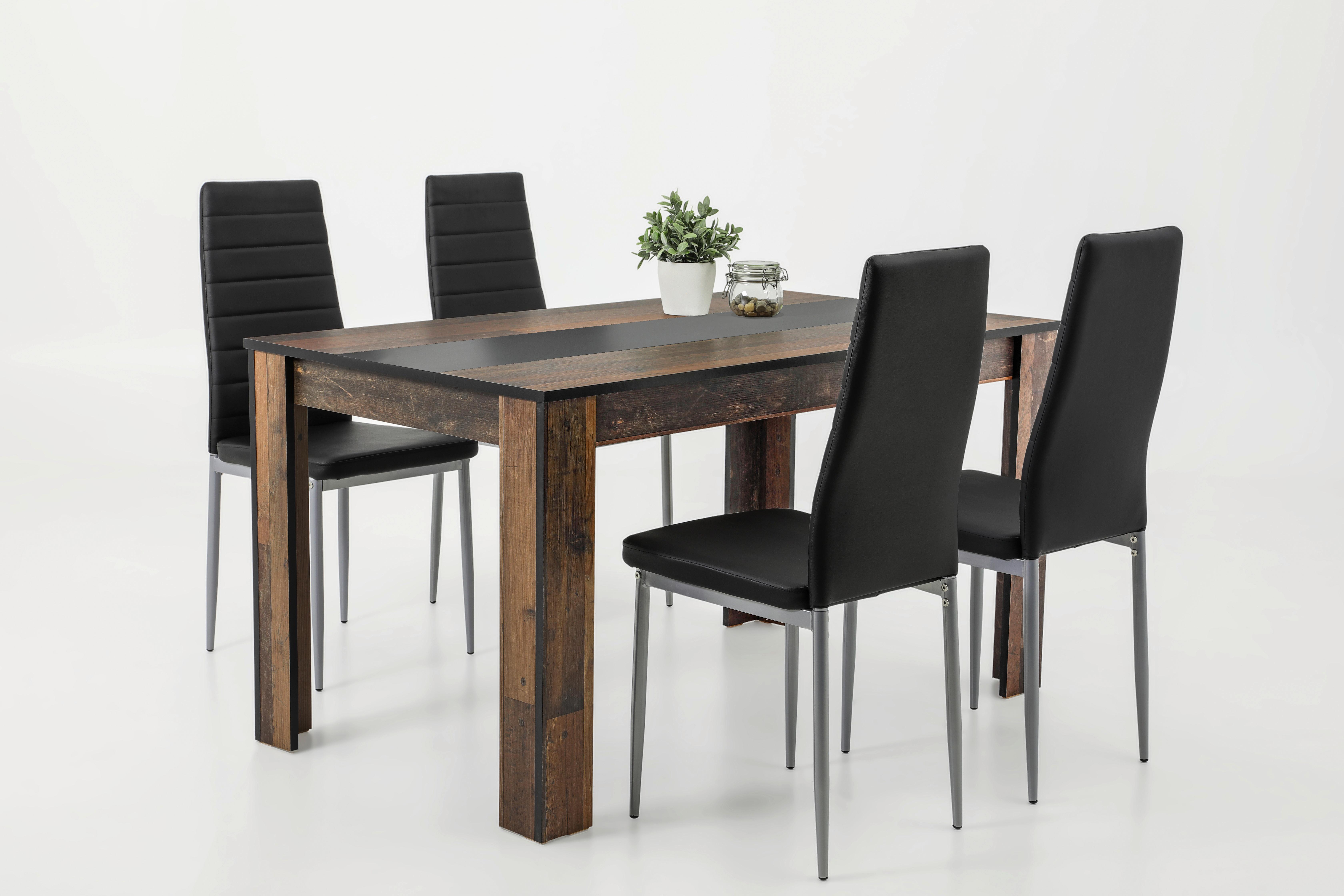 Étkezőgarnitúra Helene Iv G - barna/fekete, Modern, műanyag/faalapú anyag (140cm)