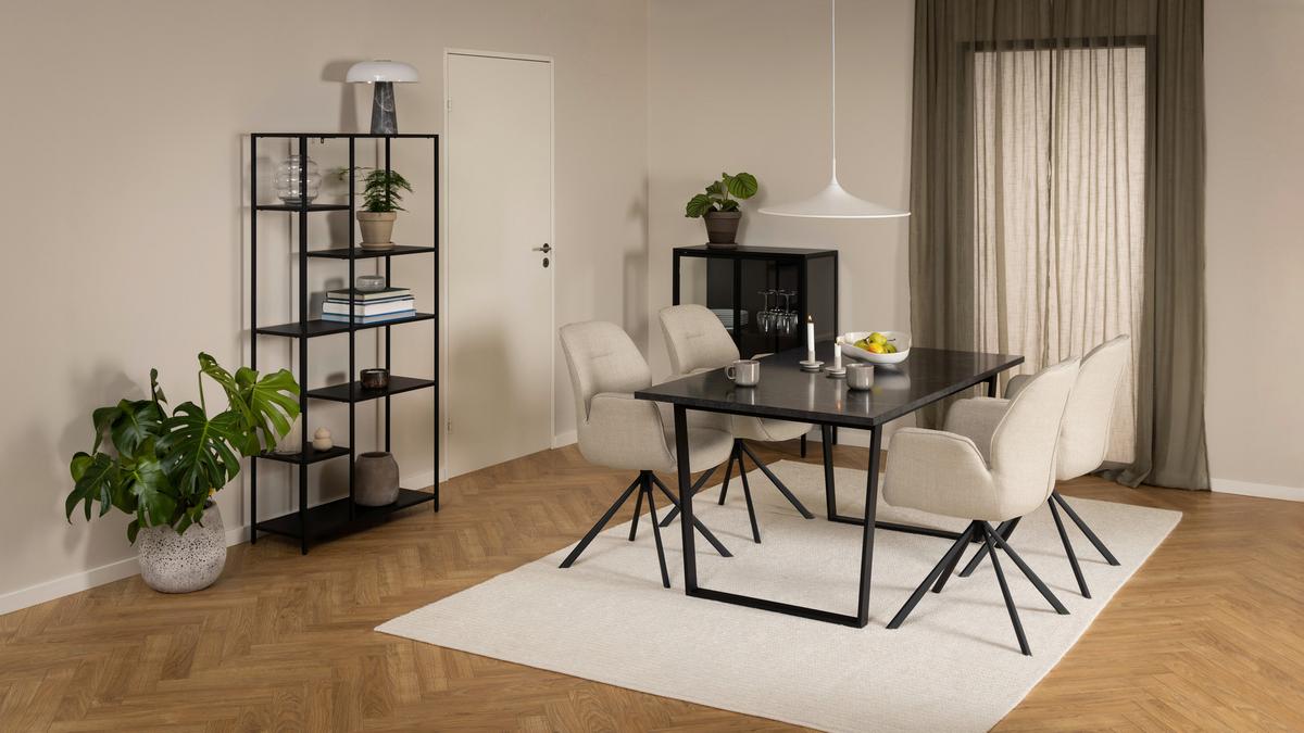 Komoda NEWCASTLE černá matní/kov - černá, Design, kov/sklo (80/98,7/40cm)