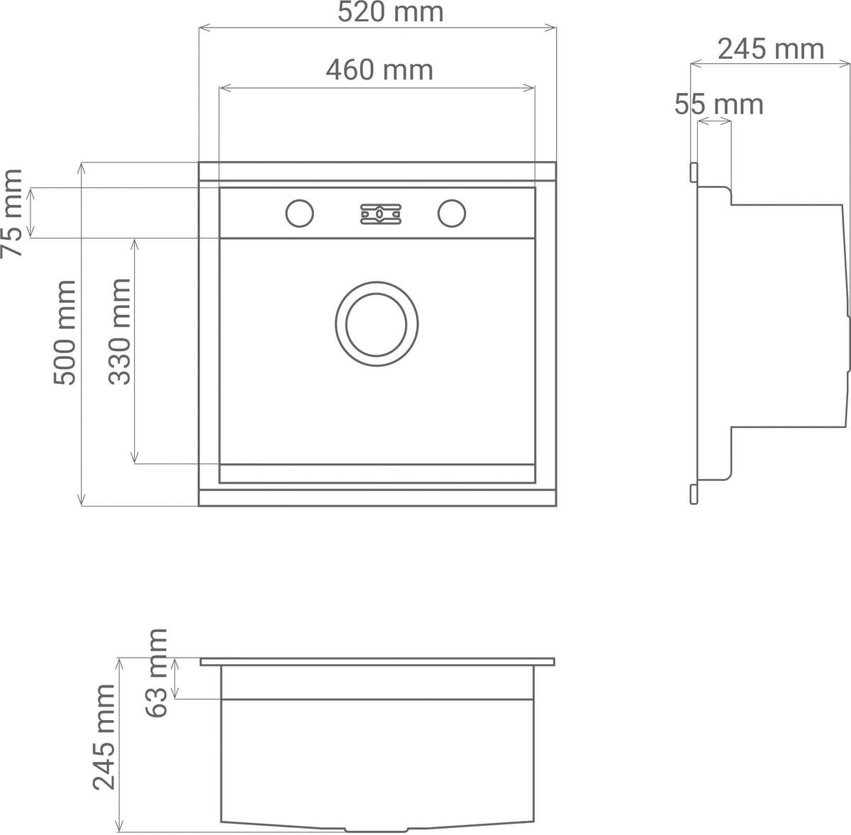 Spüle California Edelstahl 52x24,5 cm - Edelstahlfarben, Basics, Metall (52/24,5/50cm) - Respekta