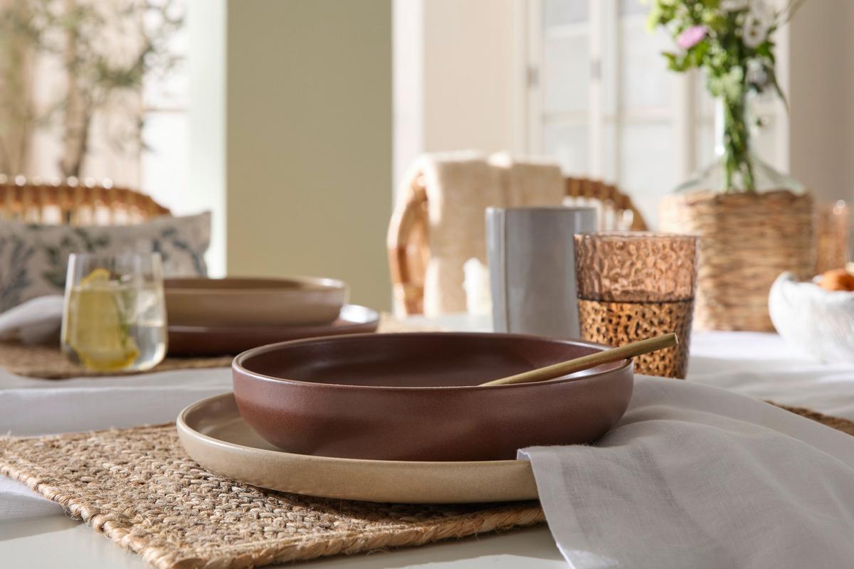 Jedálenský servis UNO NATURAL, 12-dielny - viacfarebná, Konventionell, keramika - Creatable