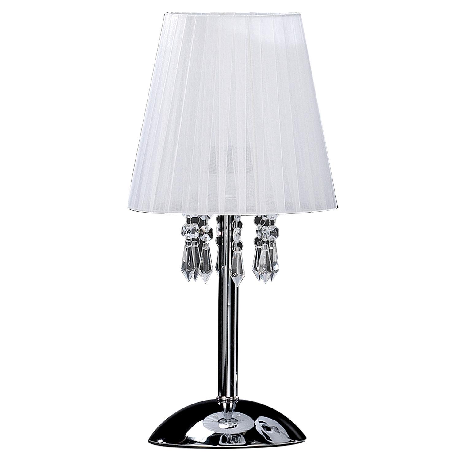 Kristall-Tischleuchte Weiß Chromfarben D: 20 cm - Chromfarben/Weiß, KONVENTIONELL, Glas/Textil (20/42cm)