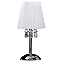 Kristall-Tischleuchte Weiß Chromfarben D: 20 cm - Chromfarben/Weiß, KONVENTIONELL, Glas/Textil (20/42cm)