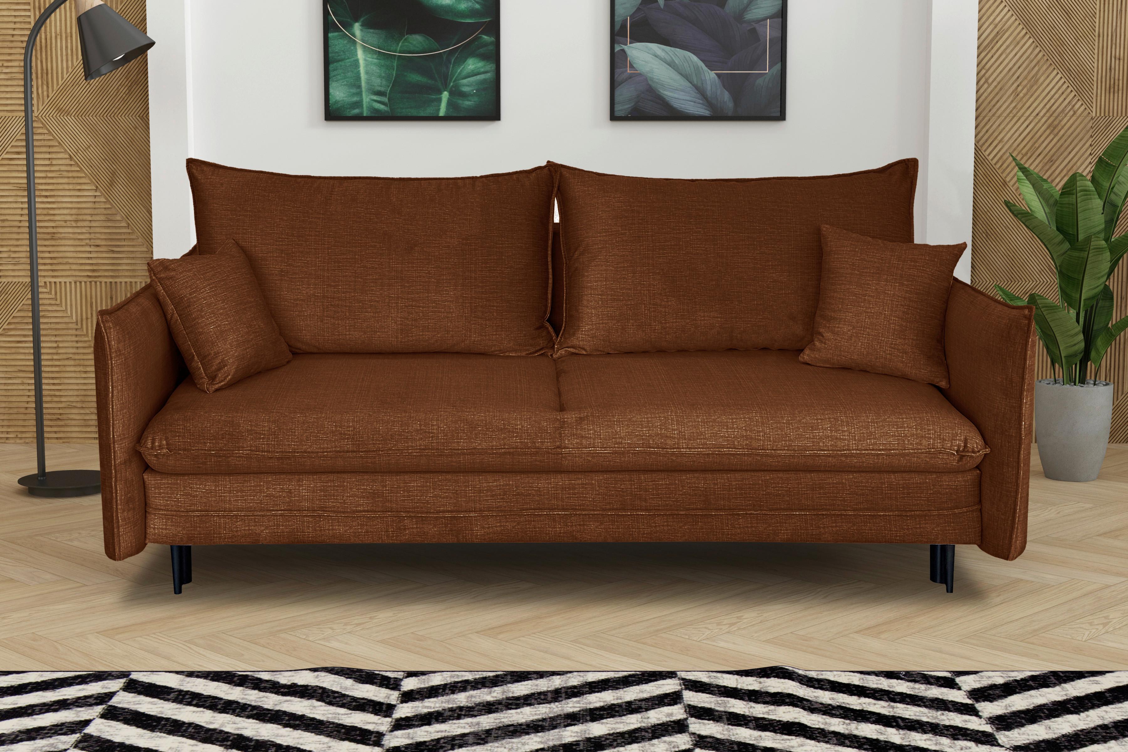 Schlafsofa Melody - Rostfarben/Schwarz, Design, Textil (216/96/102cm) - MID.YOU