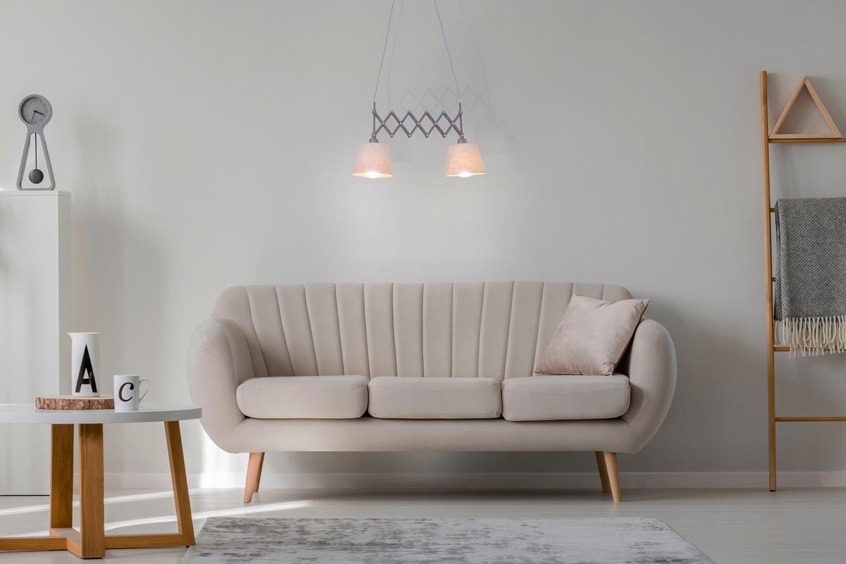 Hängeleuchte Adrienne H: 135cm 2-Flammig, ausziehbar - Braun/Naturfarben, KONVENTIONELL, Kunststoff/Textil (70/135cm) - Näve