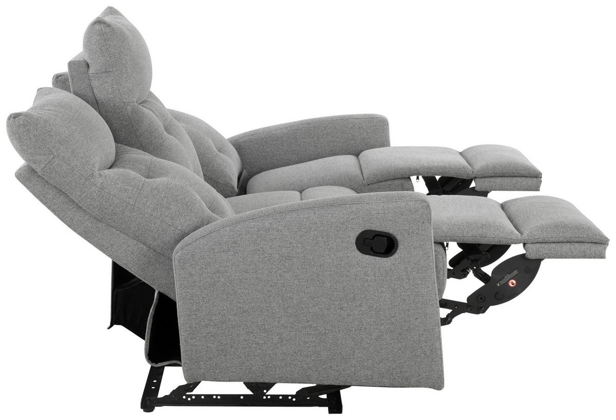 Sitzgarnitur 3-tlg. Nuvia Mit Relaxfunktion Grau - Schwarz/Grau, Design, Textil - Livetastic