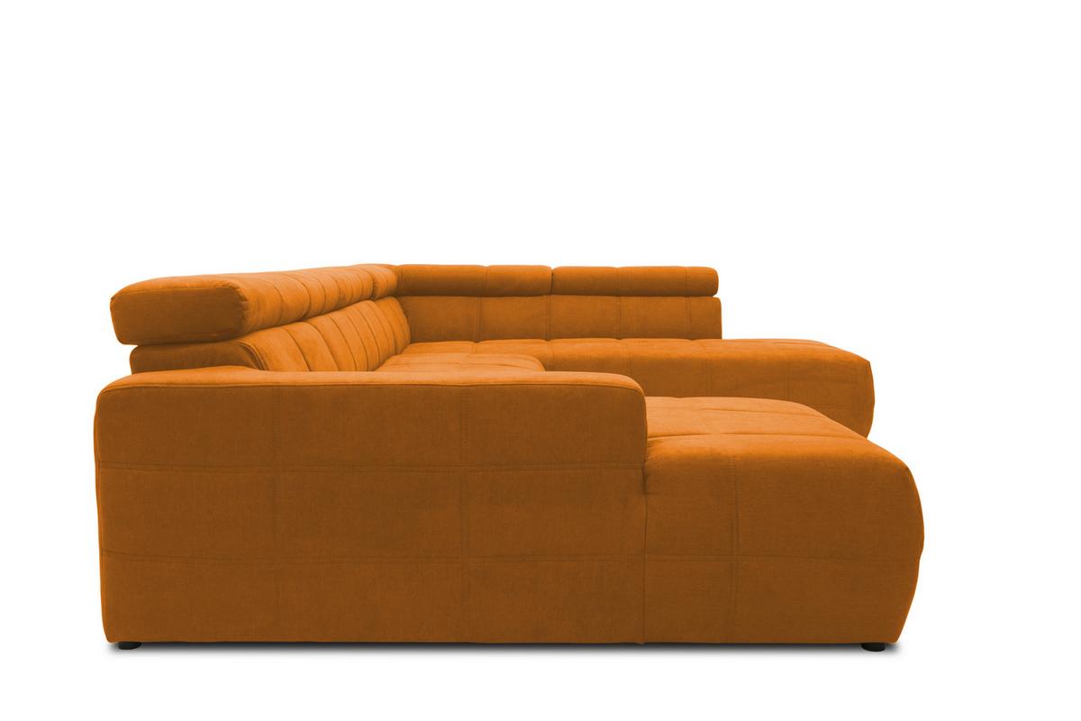 Wohnlandschaft Brandon Kopfteilverstellng Orange - Schwarz/Orange, Design, Textil (175/359/228cm) - MID.YOU