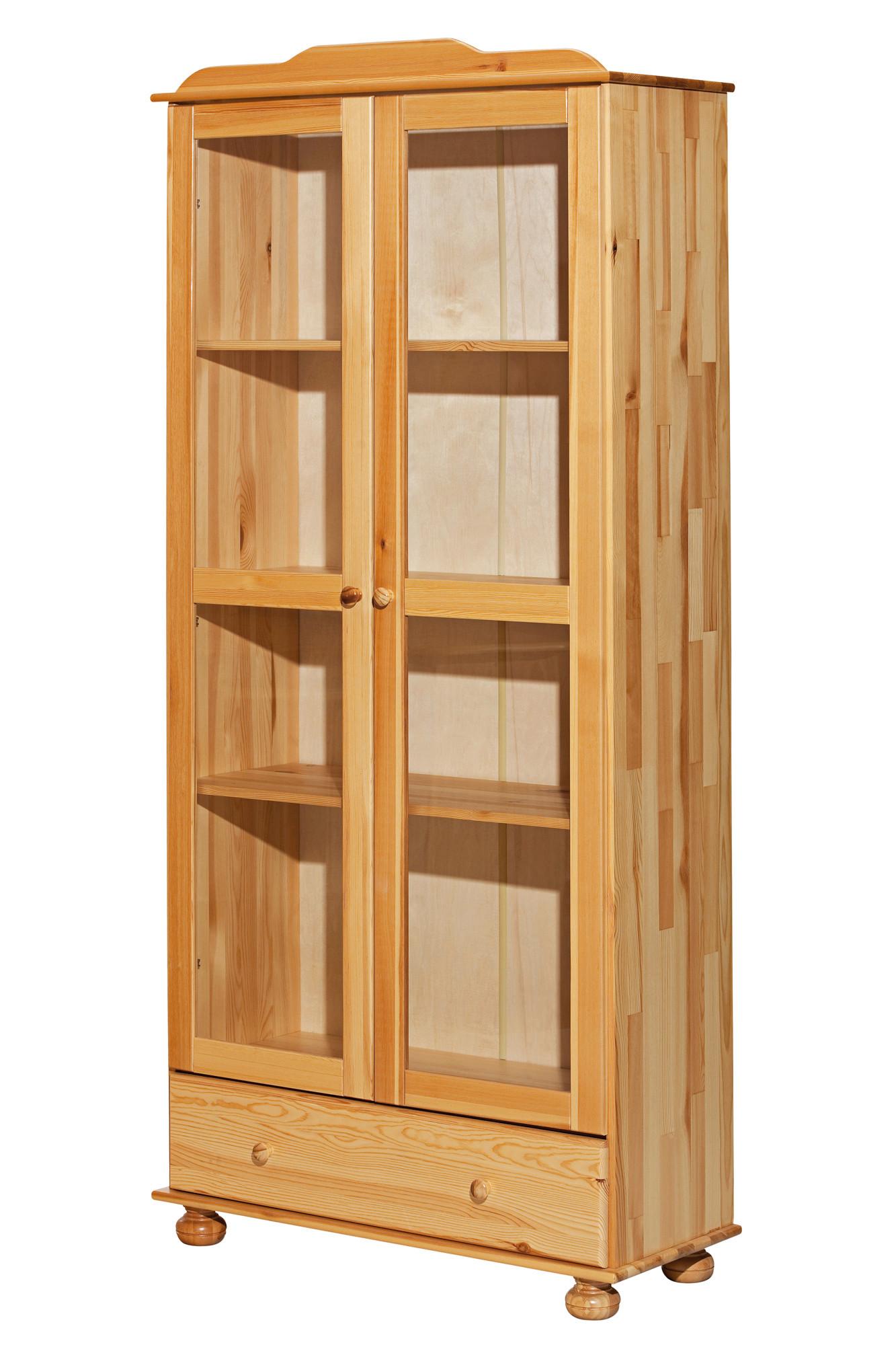 Vitrine Naturfarben B: 85cm - Klar/Naturfarben, Natur, Glas/Holz (85/189/35cm) - Livetastic