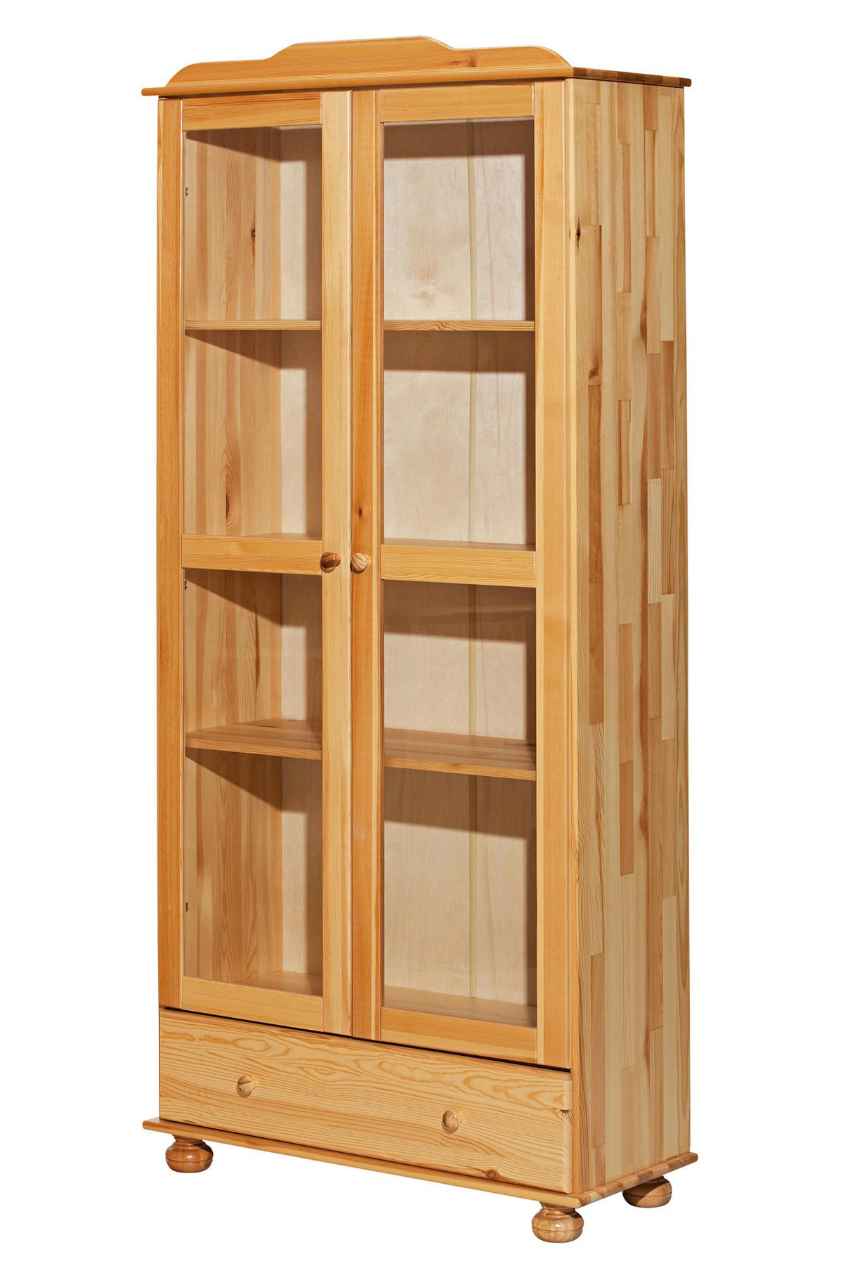 Vitrine Naturfarben B: 85cm - Klar/Naturfarben, Natur, Glas/Holz (85/189/35cm) - Livetastic