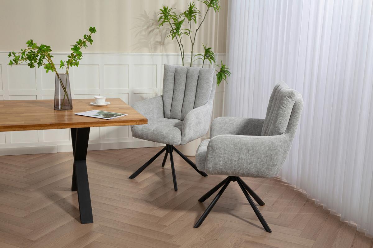 OTOČNÁ STOLIČKA CHARLOTTE -TREND- - čierna/svetlosivá, Modern, kov/textil (61/96/67cm) - Mömax